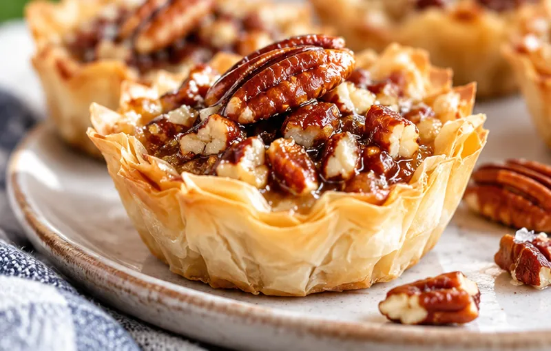 15-Minute Pecan Phyllo Tarts, ready to serve