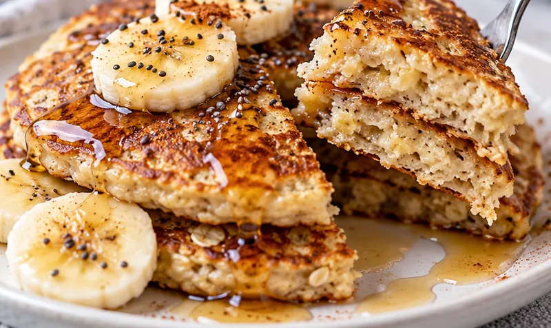 3-Ingredient Banana Oatmeal Pancakes, ready to serve