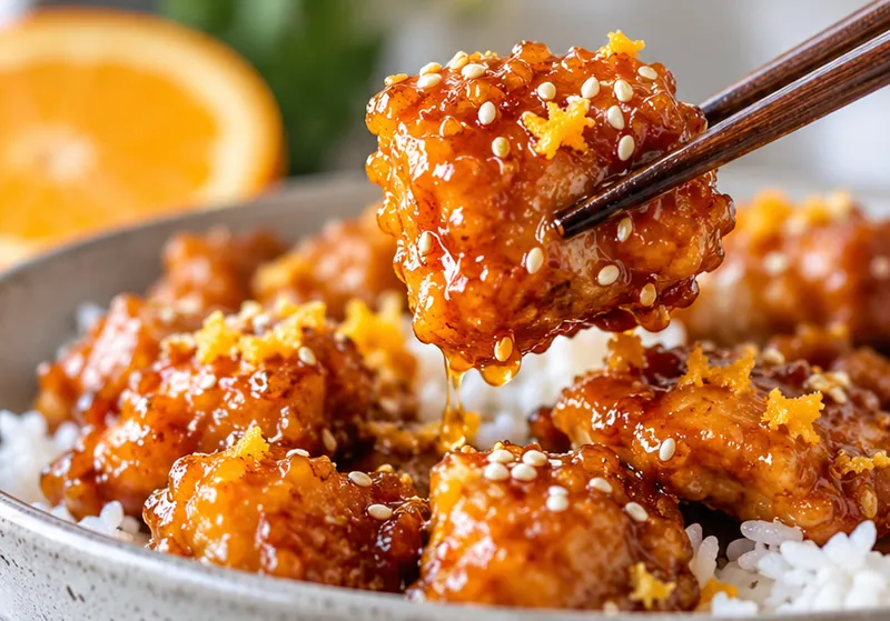 3-Ingredient Orange Chicken Recipe, ready to serve