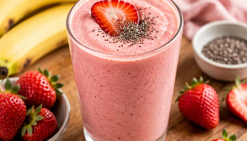 3-Ingredient Strawberry Smoothie (Quick & Easy), ready to serve