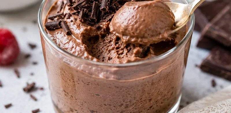 3-Ingredient Yogurt Chocolate Mousse (High-Protein Dessert), ready to serve