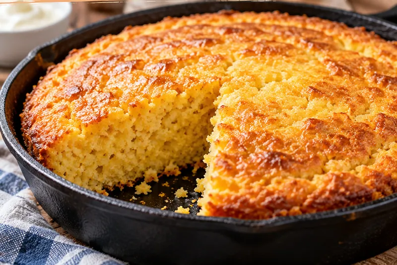 Amish Sour Cream Cornbread Recipe, ready to serve