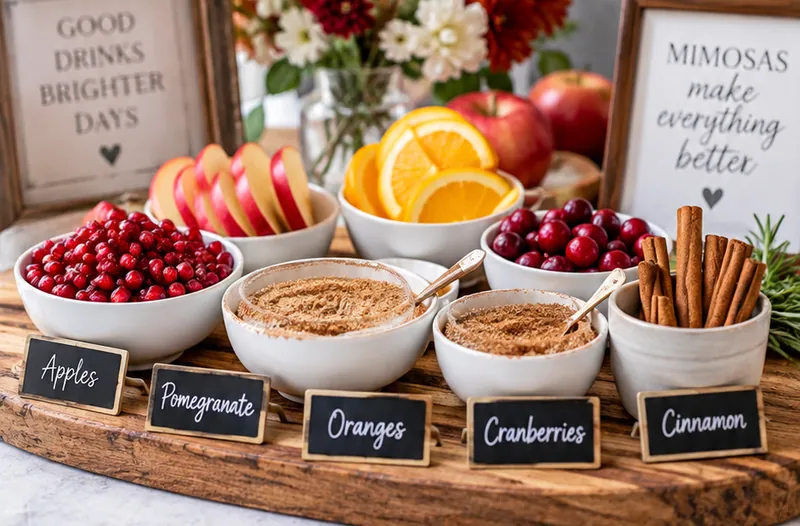 Apple Cider Mimosa Bar Ideas, ready to serve