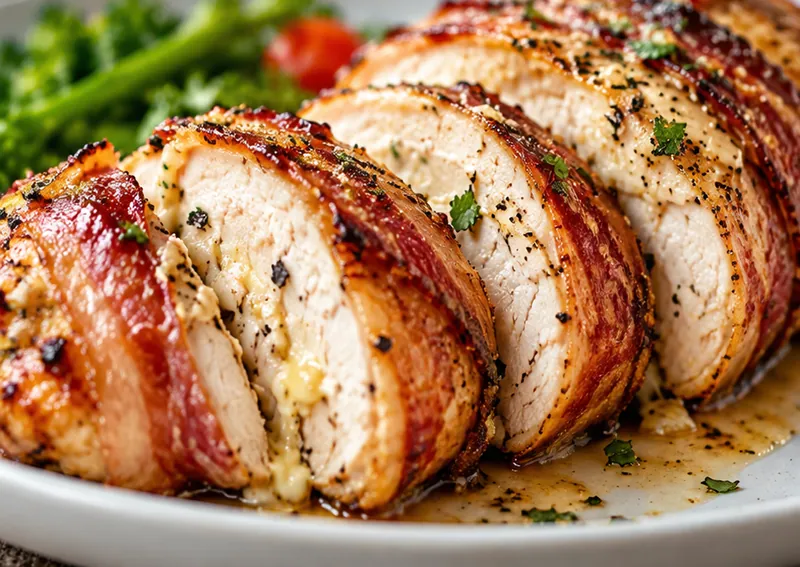 Bacon Wrapped Chicken Recipe, ready to serve