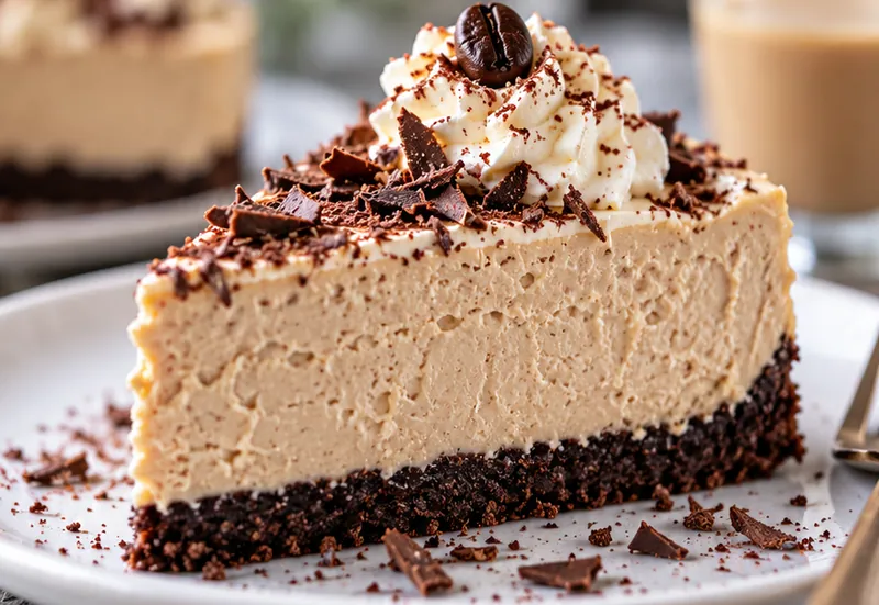 Baileys and Coffee No-Bake Cheesecake, ready to serve