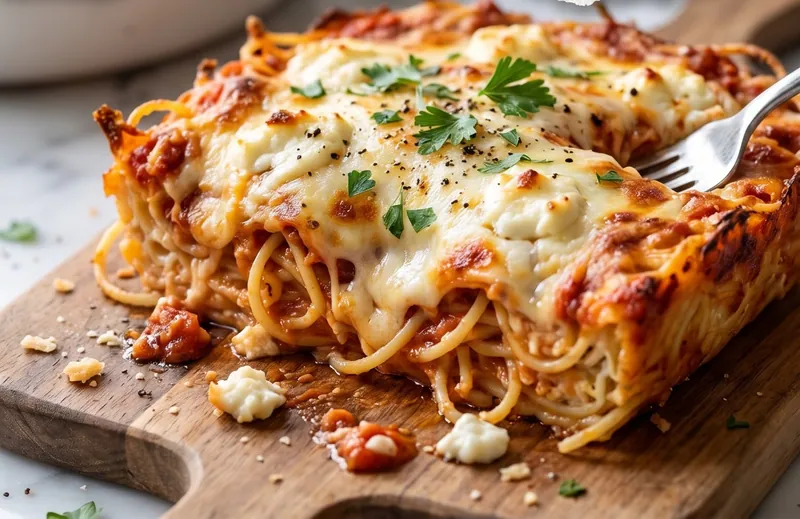 Baked Cream Cheese Spaghetti, ready to serve