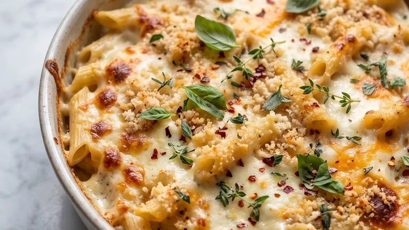 Baked Creamy Pasta with Cheese and Crispy Topping