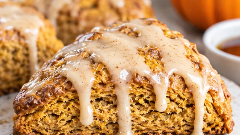 Bakery-Style Pumpkin Scones with Maple Glaze