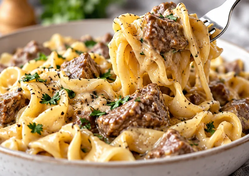 Beef and Noodles Recipe, ready to serve