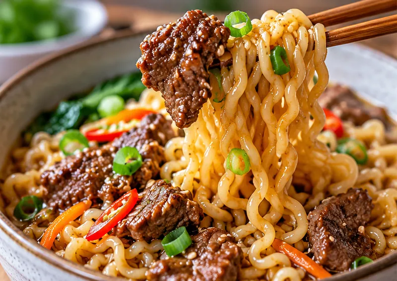 Beef Ramen Noodles, ready to serve