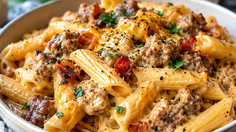 Beer Cheese and Sausage Pasta