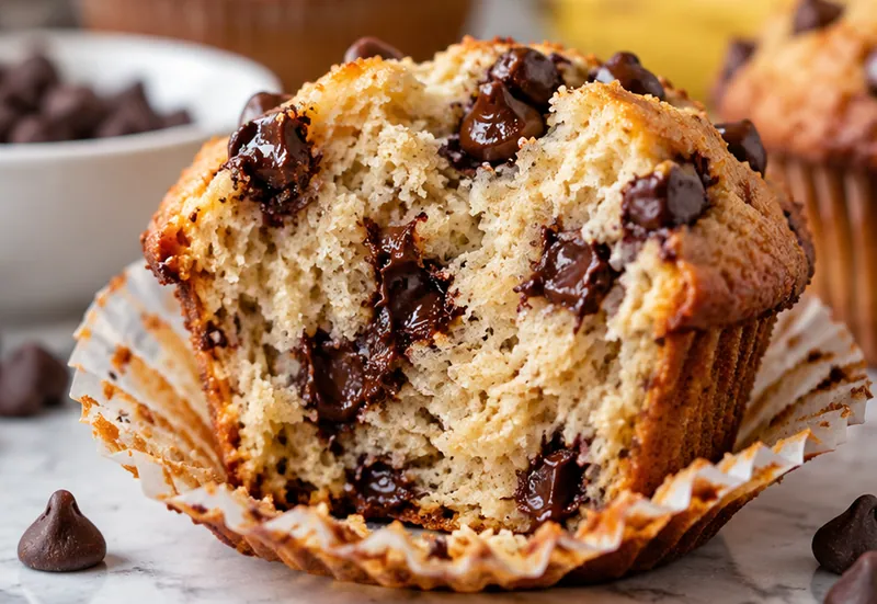 Best Banana Chocolate Chip Muffins, ready to serve