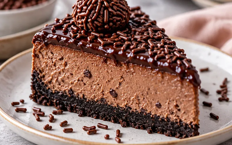 Brigadeiro Cheesecake Recipe, ready to serve