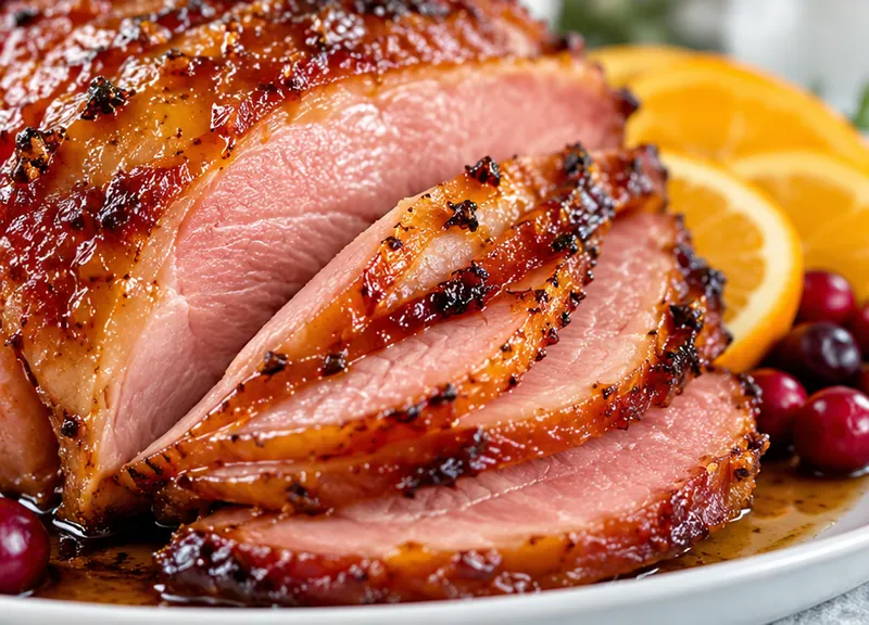 Brown Sugar Honey Glazed Ham, ready to serve