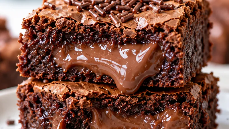 Brownie Filled with Brigadeiro Condensed Milk