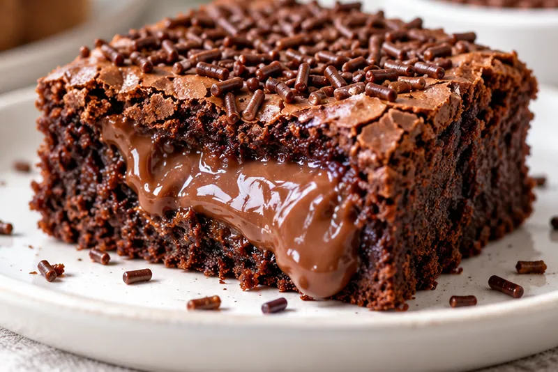 Brownie Filled with Brigadeiro Condensed Milk, ready to serve