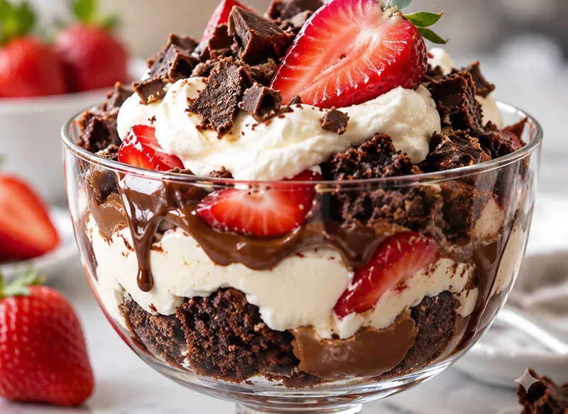 Brownie Trifle Recipe, ready to serve