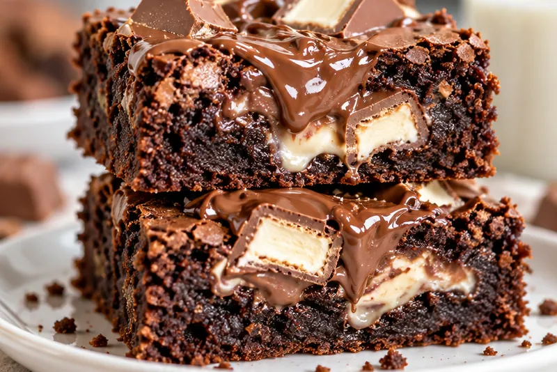 Brownies with Nutella and Kinder, ready to serve