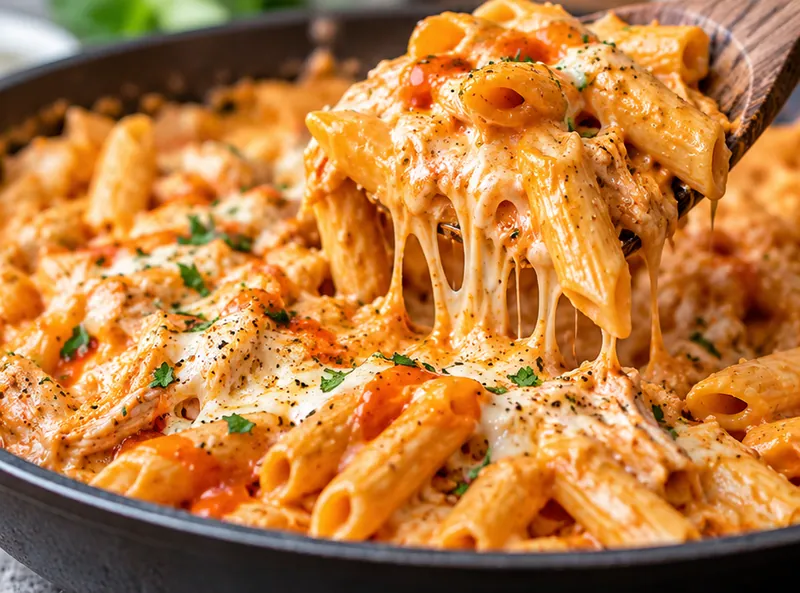Buffalo Chicken Pasta Recipe, ready to serve
