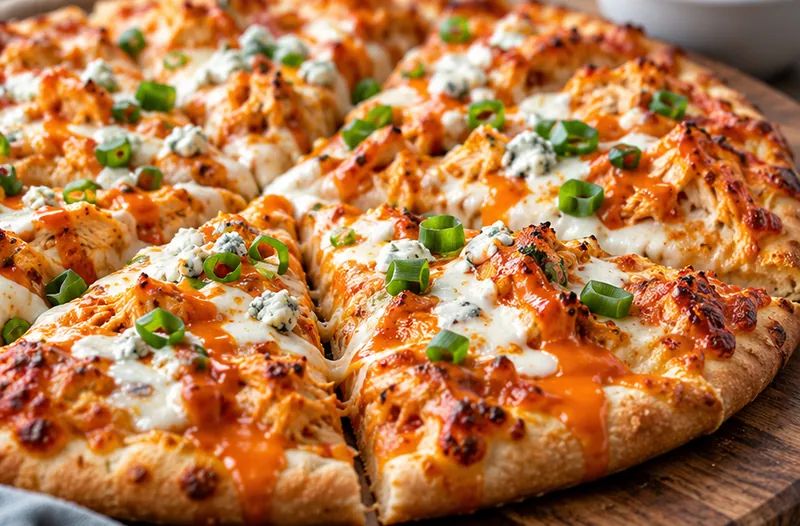 Buffalo Chicken Pizza Recipe, ready to serve