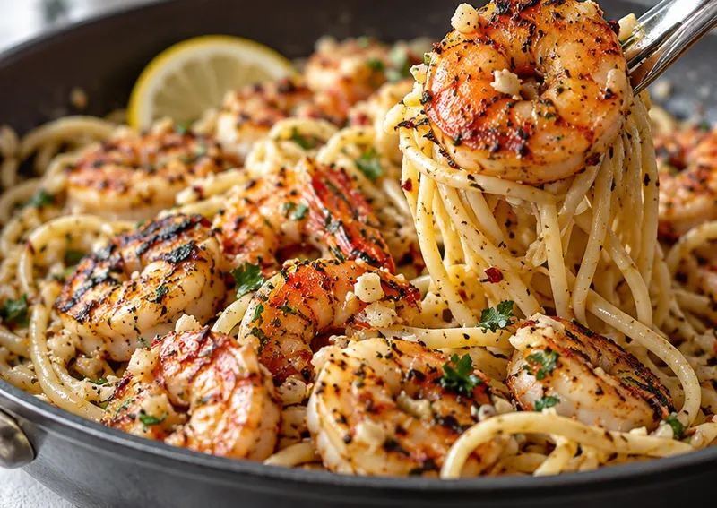 Cajun Shrimp Scampi, ready to serve
