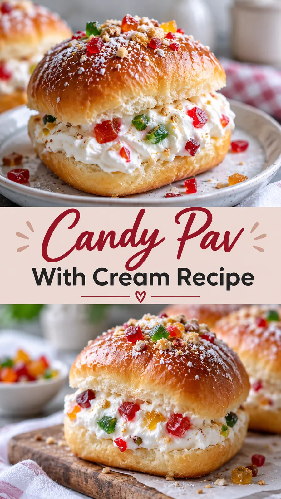 Pinterest image for Candy Pavé with Cream Recipe, with two photos of the recipe