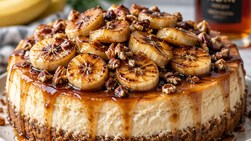 Caramelized Banana Cheesecake with Rum Glaze