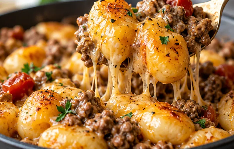 Cheeseburger Gnocchi Recipe, ready to serve