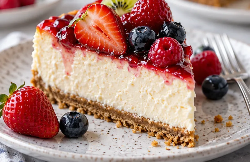 Cheesecake with Fresh Fruits, ready to serve