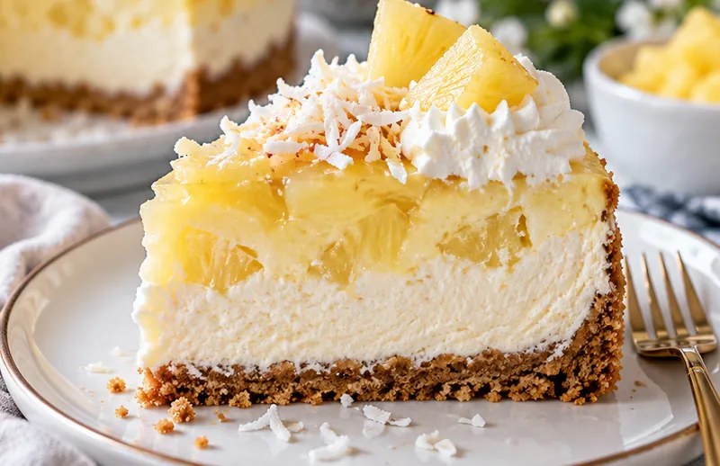 Cheesecake with Pineapple Mousse, ready to serve
