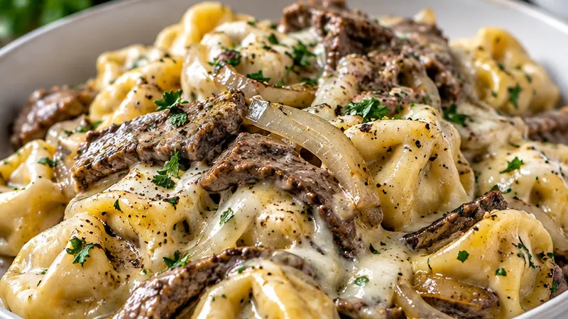 Cheesesteak Tortellini with Creamy Provolone