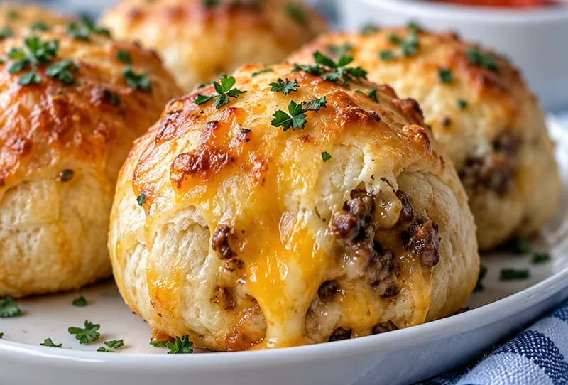 Cheesy Beef Biscuit Bombs Recipe, ready to serve