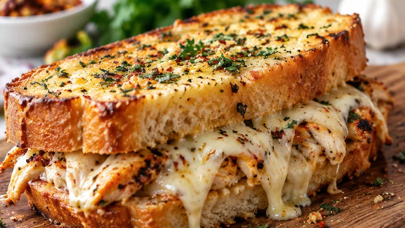 Cheesy Chicken Garlic Bread Sandwich Recipe