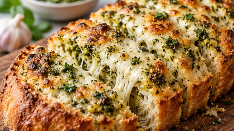 Cheesy Pesto Garlic Bread Recipe