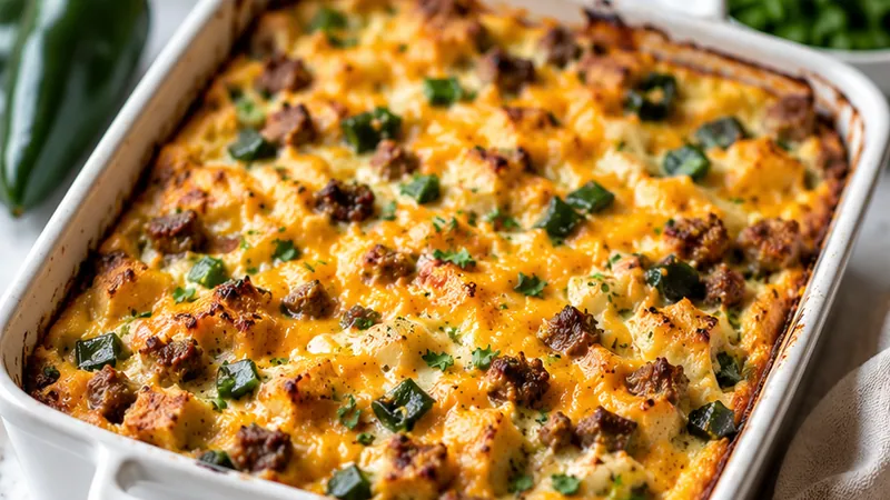 Cheesy Poblano Breakfast Casserole