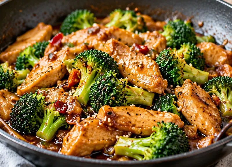 Chicken and Broccoli Stir Fry Recipe, ready to serve