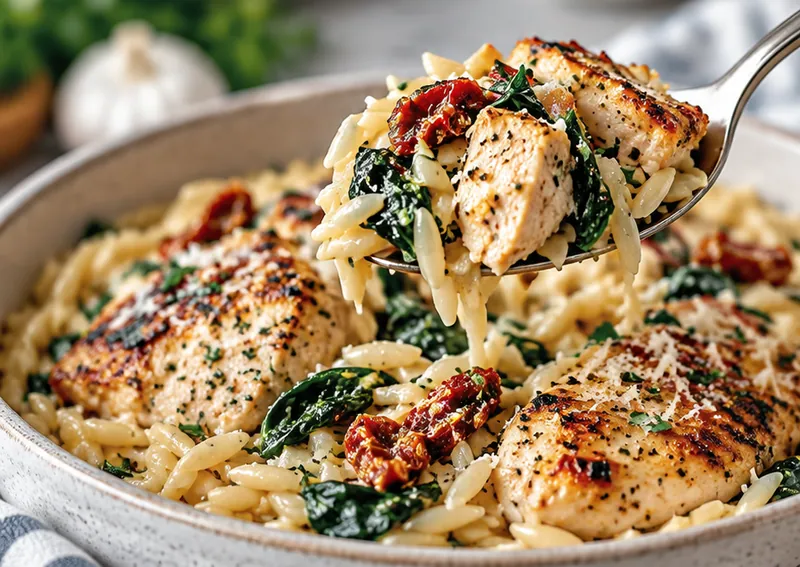 Chicken and Orzo Recipe, ready to serve