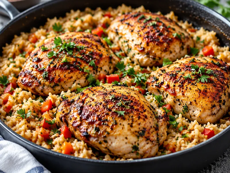 Simple Chicken and Rice Recipe, ready to serve