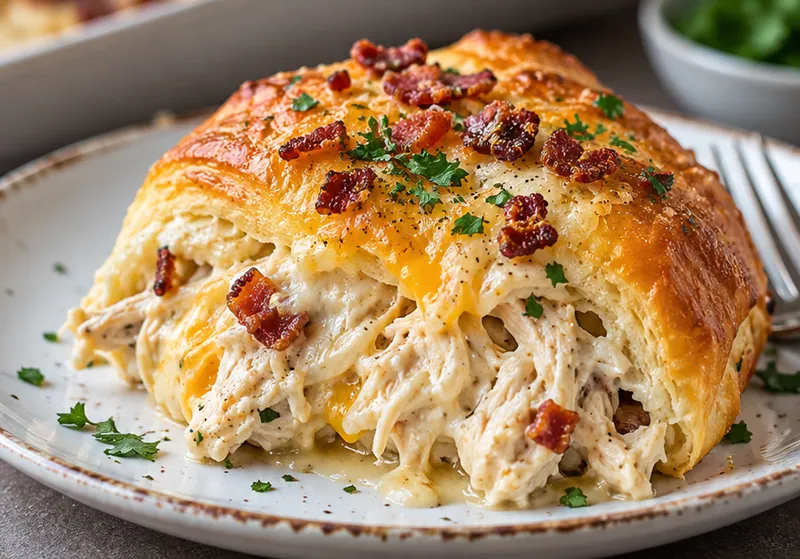 Chicken Bake with Crescent Rolls, ready to serve