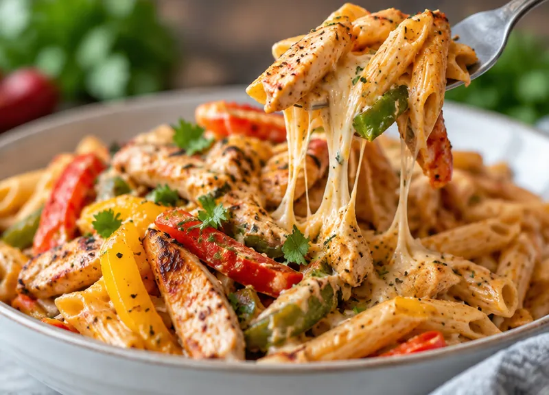 Chicken Fajita Pasta Recipe, ready to serve