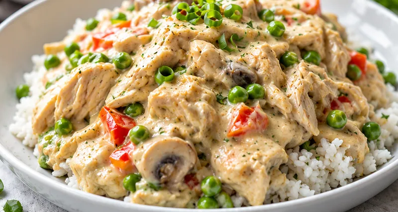 Chicken à la King, ready to serve