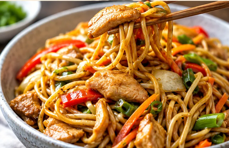 Chicken Lo Mein Recipe, ready to serve
