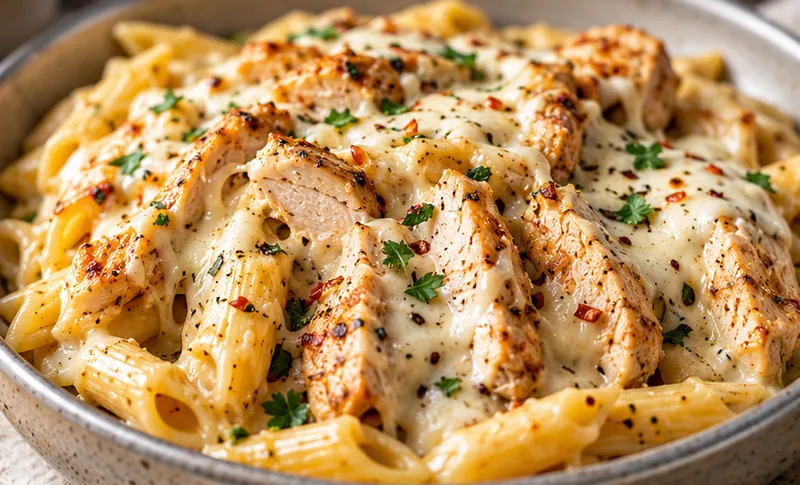 Chicken Mozzarella Pasta Recipe, ready to serve