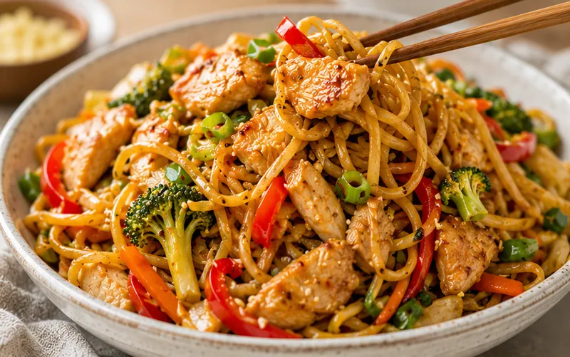 Chicken Noodle Stir Fry Recipe, ready to serve