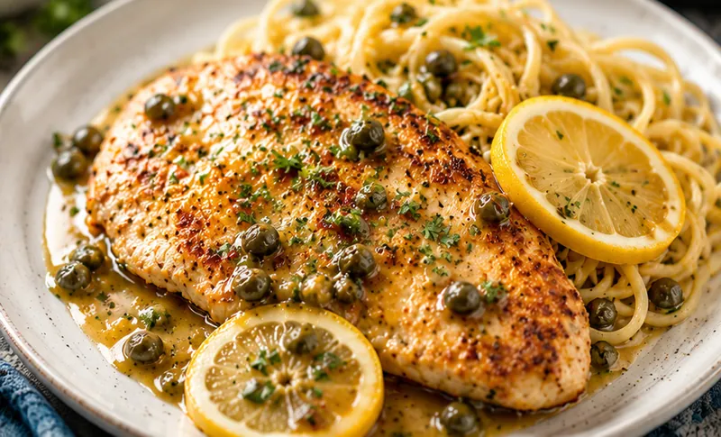 Chicken Piccata, ready to serve