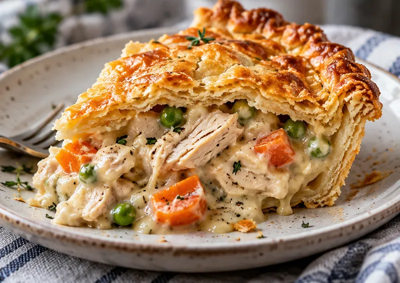Classic Chicken Pie Recipe, ready to serve
