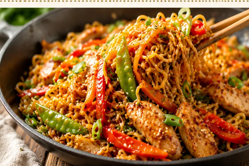 Chicken Ramen Stir Fry, ready to serve
