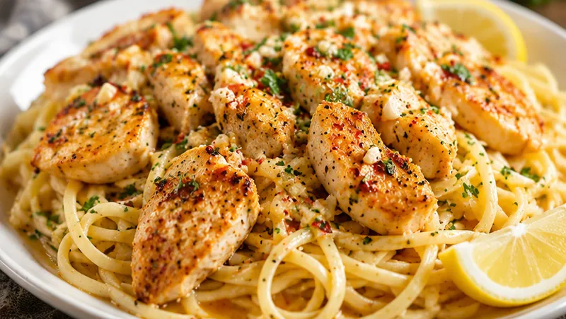 Garlic Butter Chicken Scampi, ready to serve
