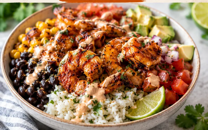Chipotle Lime Shrimp Bowl Recipe, ready to serve