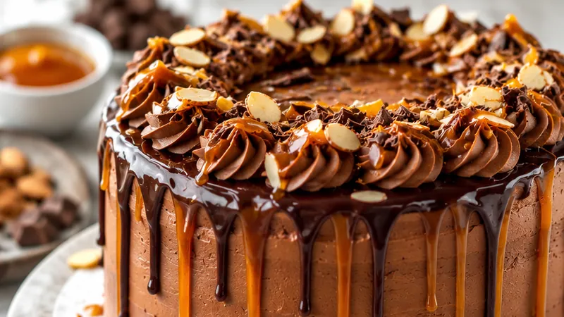 Chocolate and Almond Cake with Caramel